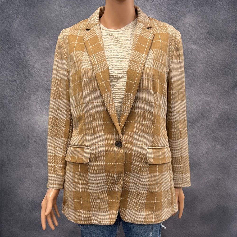 Ann Taylor Factory Checkered Beige Blazer